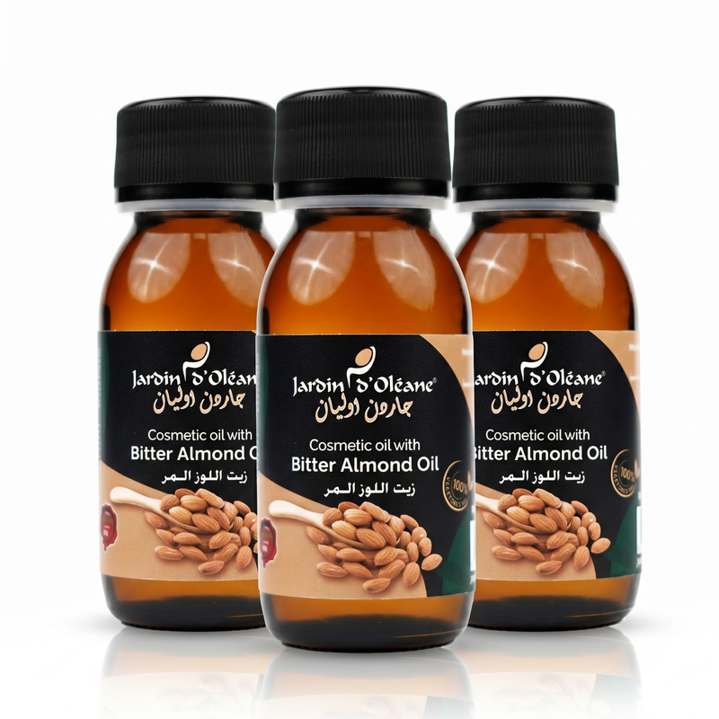 Jardin d'Oleane Cosmetic Bitter Almond Oil Set, Moisturizing Body and Hair Oil, 60 ml x 3