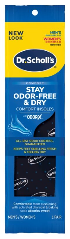 Dr. Scholl's Stay Odor-Free & Dry Comfort Insoles with Odor-X Activated Charcoal and Baking Soda