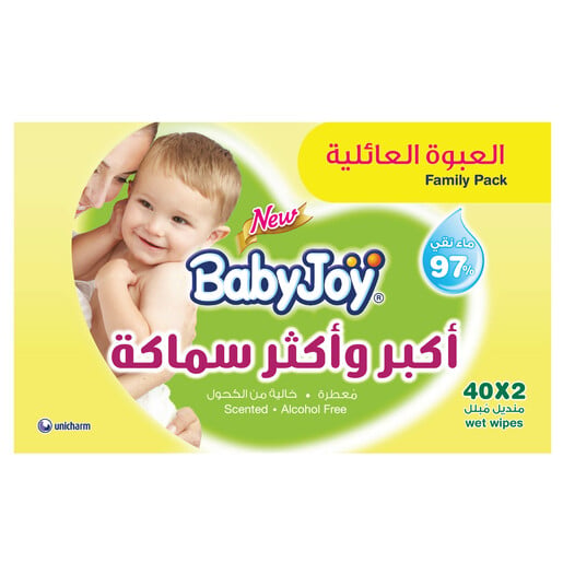 Baby Joy Thicker Scented Wet Wipes, Soft Baby Skin Cleansing, 80 Pieces