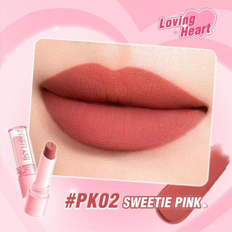 Pink Flash Matte Lipstick Velvety Matte PK02 Sweetie Pink 12-Hour Wear
