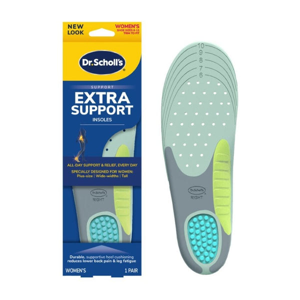 Dr. Scholl's Extra Support Women's Insoles with Cushioning, Deep Heel Cup, Sizes 6-11