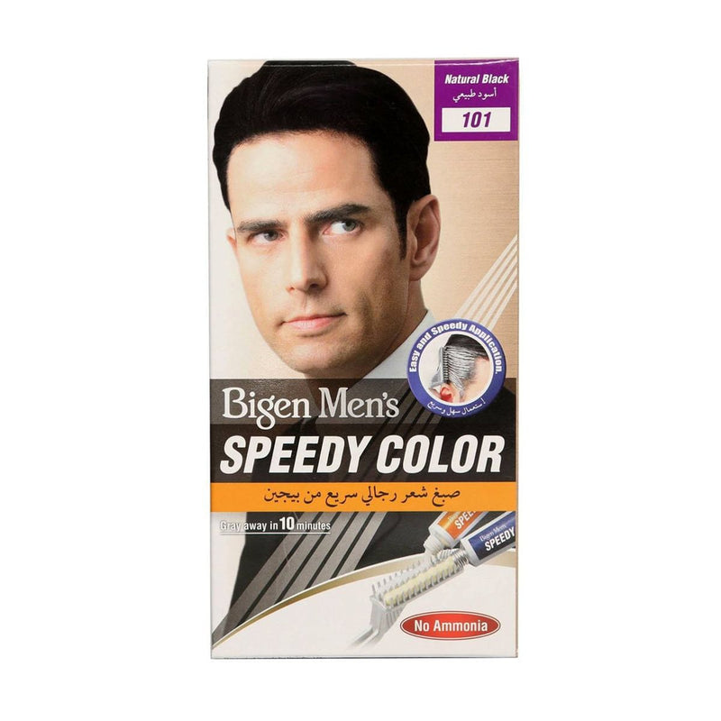 Bigen Men's Speedy Hair Color Natural Black 101 with Applicator Comb, Glycine and Olive Oil