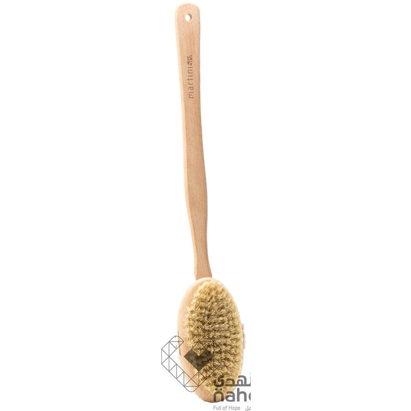 Martini Loofah Stick Bath Brush Natural Bristles Beech Wood Handle 1 Pc