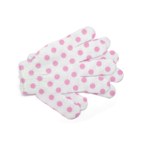 Besicaire Exfoliating Body Gloves White with Pink Dots