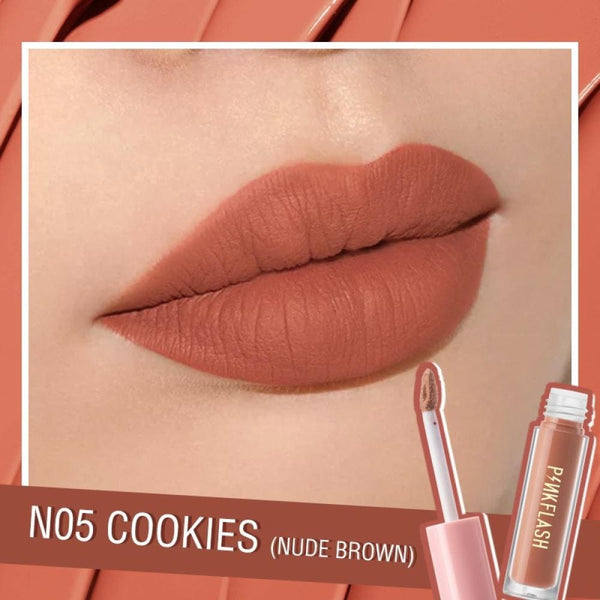 Pink Flash Matte Liquid Lipstick N05 Nude Brown Lightweight Quick-Drying Velvety Finish