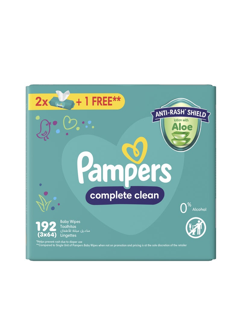 Pampers Baby Wipes Complete Clean Gentle Formula 192 Pieces