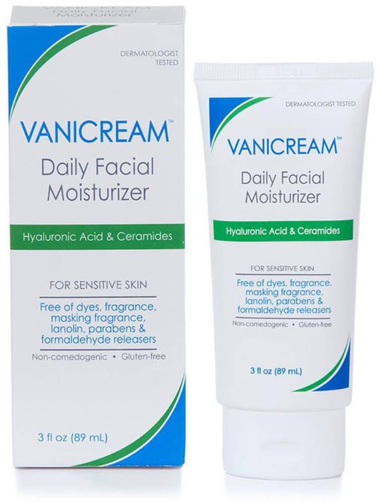 Vanicream Daily Facial Moisturizer Cream with Hyaluronic Acid and 5 Ceramides, 3 Oz / 89 Ml