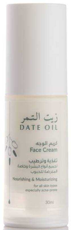 Date Oil Hydrating Face Cream with Date Seed Oil, Fragrance-Free, 30 ml