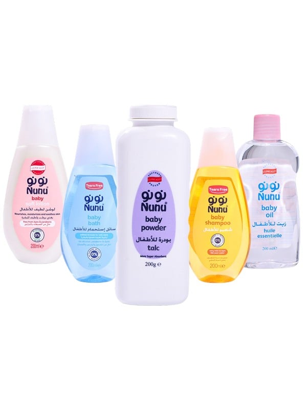 Nunu Baby Care Set Gentle Shampoo Bath Lotion Oil Powder 5-Piece