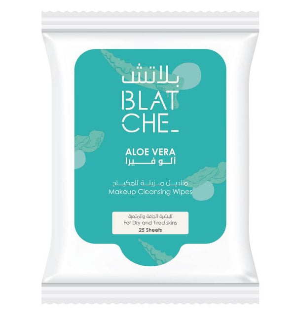 Blatche Makeup Remover Wipes Aloe Vera for Dry, Tired Skin, 25 Count