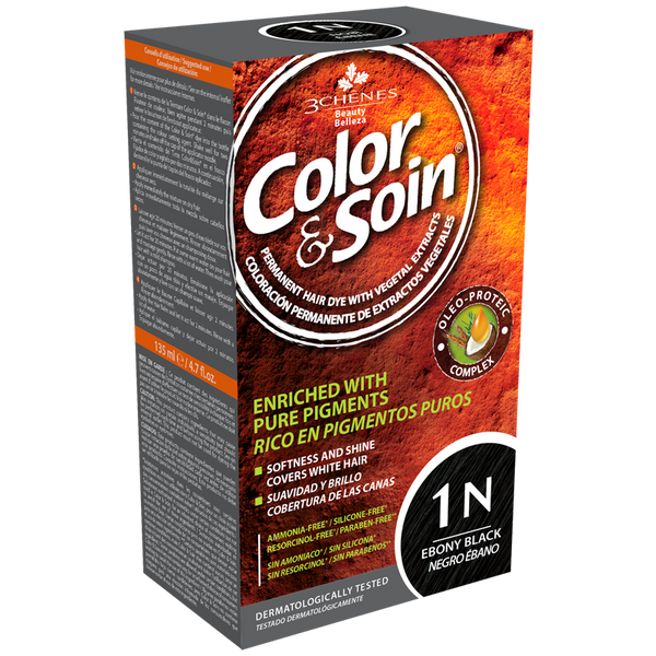 Color & Soin Hair Color Permanent Cream Ebony Black 1N 135 ml