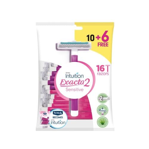 Exacta Women's Razor 2-Blade Ceramic-Coated Moisturizing Strip 16 Pieces