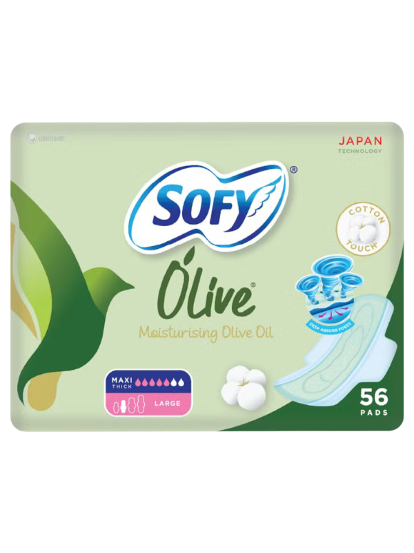 Sofy Thick Sanitary Pads Olive Oil Extract Large Size 56 Pads