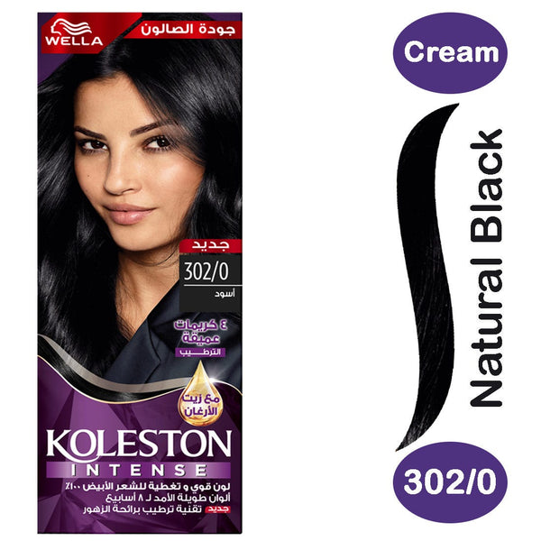 Koleston Hair Color Cream Natural Black 302/0 with Developer and Oil Replacement Treatment