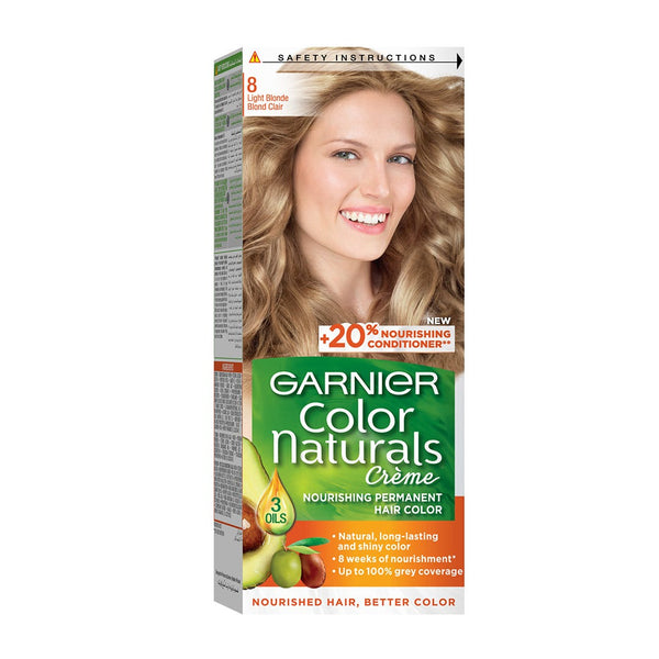 Garnier Color Naturals Creme Hair Color Light Blonde 8 Permanent Nourishing Formula
