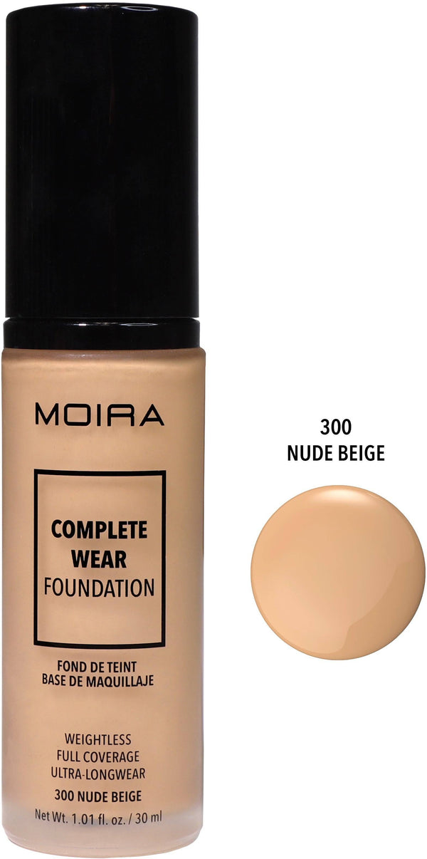 Moira Complete Wear Foundation Liquid Matte Medium-to-Full Coverage 300 Nude Beige