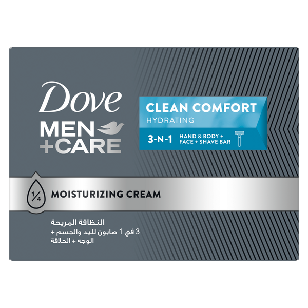 Dove Men Clean Comfort Cleansing Soap Bars for Face and Body, 3 x 100g