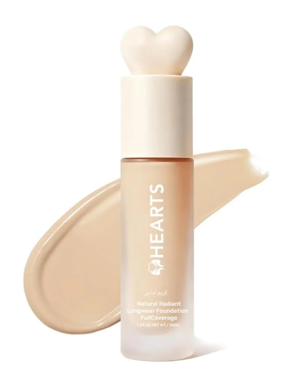 Hearts Natural Long Wear Foundation Lightweight Full Coverage Light White