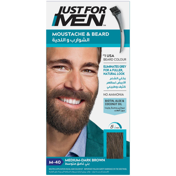 Just For Men Moustache & Beard Gel Color Medium Dark Brown Ammonia-Free