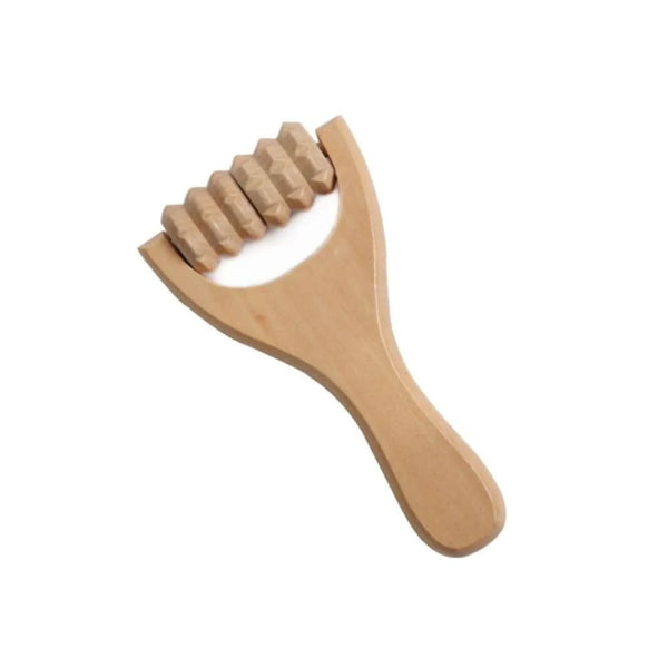 Spa System B129 Wooden Massage Tool with Two Rotating Rollers