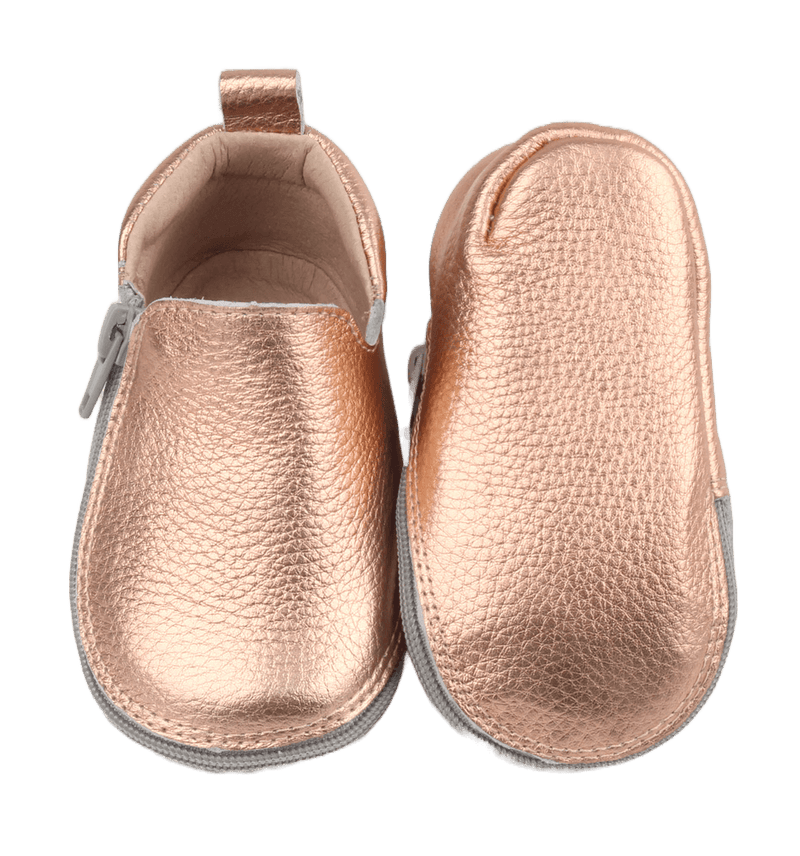 Rose et Chocolat RCZS 06 Zipper Baby Shoes Soft Leather Bronze, Sizes 20-21, 6-12 Months