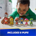 PAW Patrol Rescue Wheels Pup Squad 6-Piece Action Figure Gift Set, Chase, Marshall, Skye, Rubble, Rocky & Zuma, Ages 3+