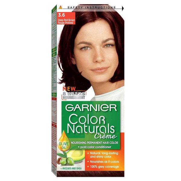 Garnier Color Naturals Creme Hair Color Permanent Cream Deep Red Brown 3.6