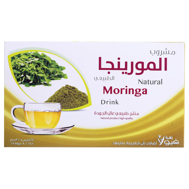 viola flower Natural Moringa Herbal Tea Drink, 24 Tea Bags, 3 g Each