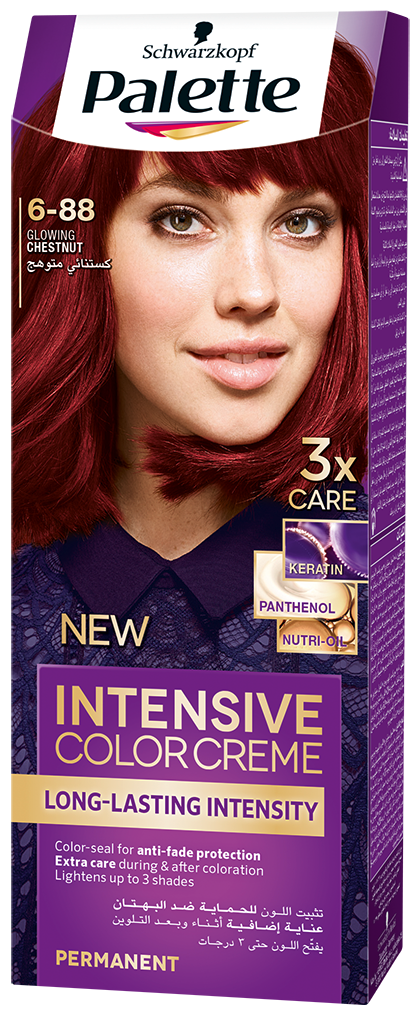 Palette Intensive Color Creme Hair Dye 6-88 Glowing Chestnut with Care Mask