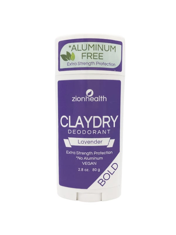 Zion Health Claydry Bold Lavender Vegan Deodorant, Plant-Based Formula, 80g