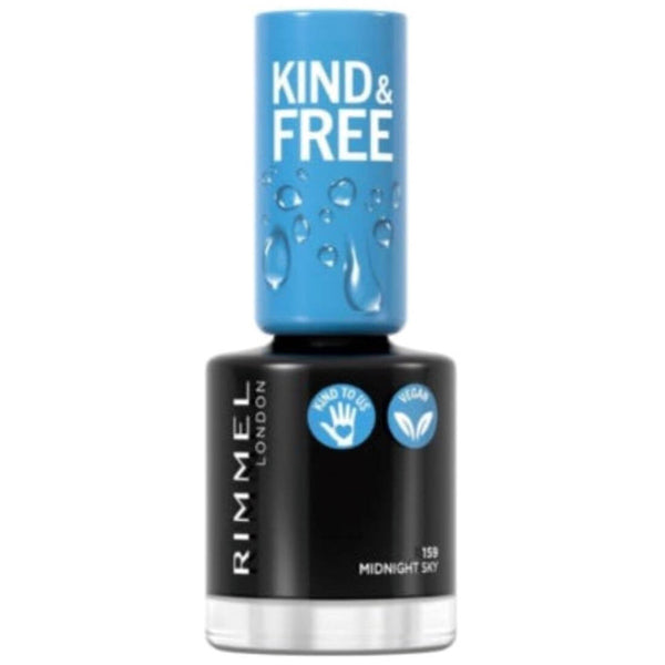 Rimmel Kind & Free Nail Polish Liquid Gloss Finish Vegan Formula 159 Midnight Sky