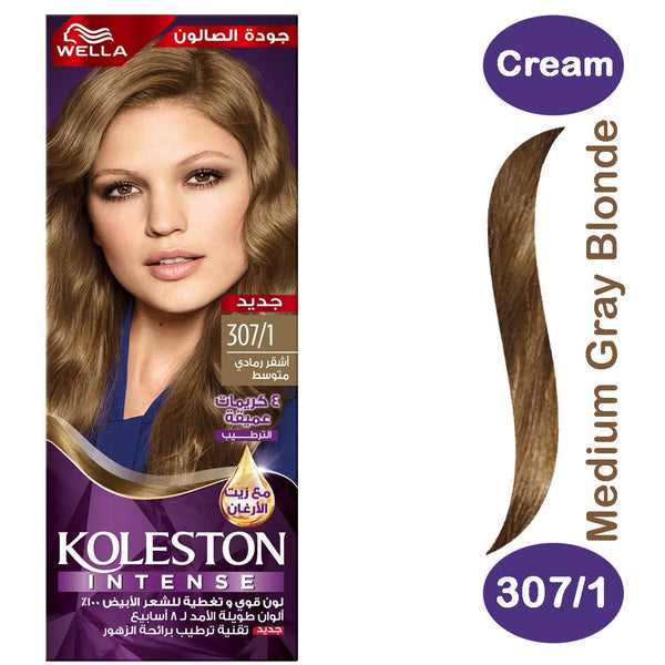 Koleston Intense Hair Color Cream Medium Gray Blonde 307/1 Long-Lasting Color