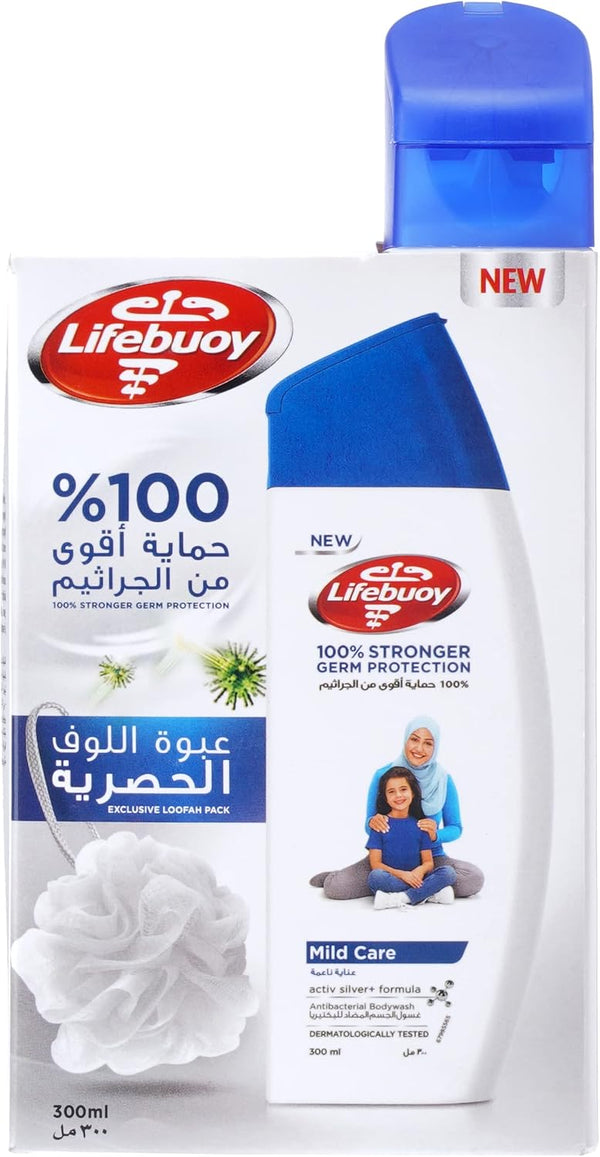 Lifebuoy Mild Care Body Wash, Multivitamin Formula, With Bath Puff