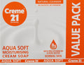 Creme 21 Aqua Soft Moisturising Cream Soap Pro-Vitamin B5 Rose Water 3+1 Pack, 125 g Each