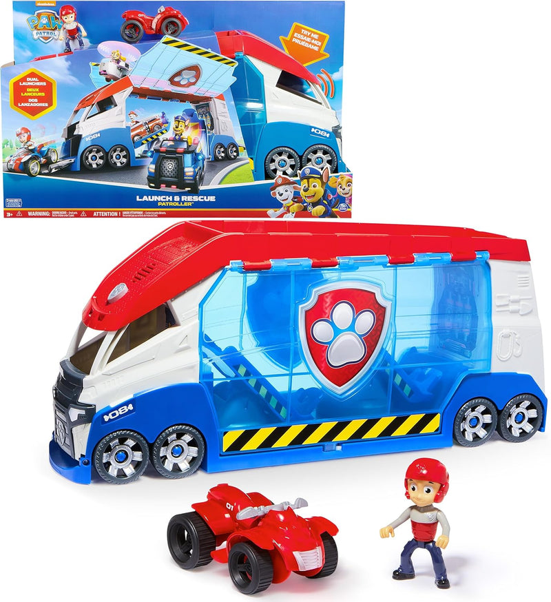 PAW Patrol New Paw Patroller Team Vehicle with Ryder & ATV, Dual Launchers, Holds 6 Vehicles, 22-Inch