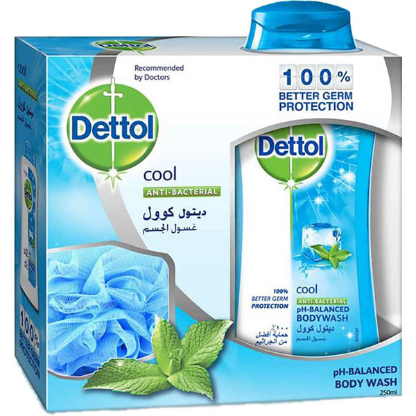 Dettol Cool Shower Gel Body Wash Menthol Fragrance With Loofah 250 ml