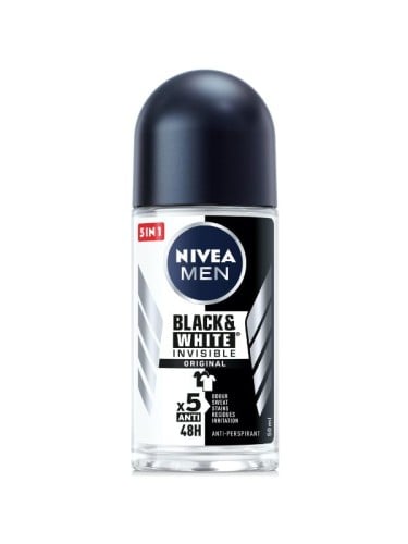 NIVEA Men Black & White Roll-On Deodorant 48-Hour Odor Protection 50ml