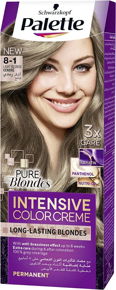 Palette ICC 8-1 Light Blonde Hair Dye, Long-Lasting Gray Coverage