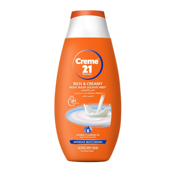 Creme 21 Rich & Creamy Body Wash Sulfate-Free Vitamin E Almond Oil 250 ml
