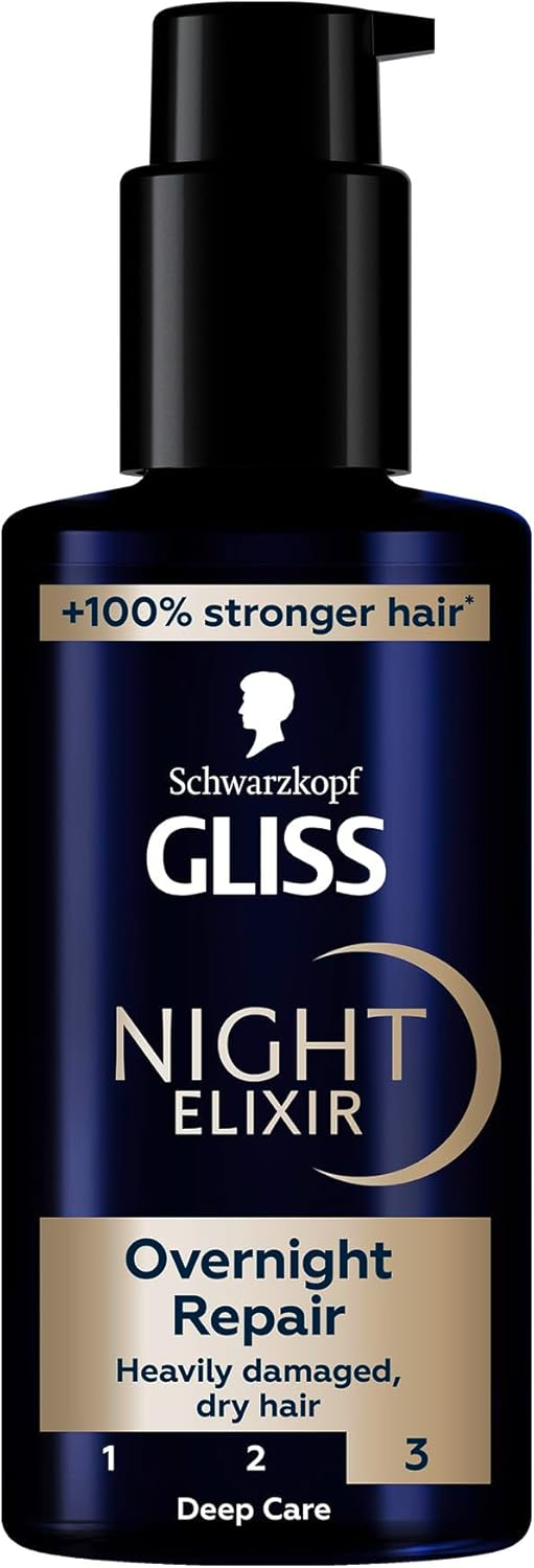Gliss Night Elixir Overnight Repair Hair Serum, Moisturizing Formula, 100 ml