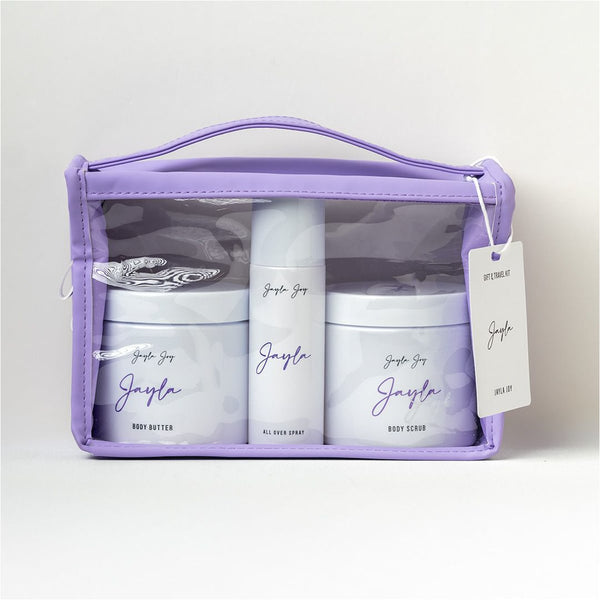 Jayla Joy Travel Bag Body Care Set, Clean Musk Scent, Scrub Butter Spray, 350g 350g 120ml