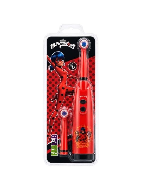 Fab Lab Ladybug Battery-Operated Kids Toothbrush Soft Bristles Extra Brush Head Assorted Colors