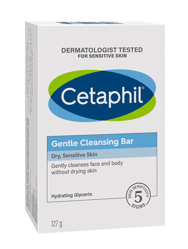 Cetaphil Soap Bar for Dry and Sensitive Skin, Gentle Facial and Body Cleanser, 127 g
