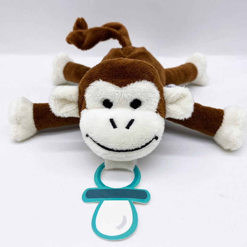 Baby Works Bibipals Cheeky Monkey Plush Pacifier Holder Toy, Miki Brown