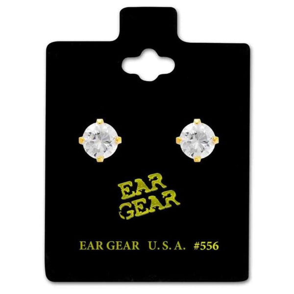 Ear Gear Gold Cubic Zirconia Silver-Tone Earrings