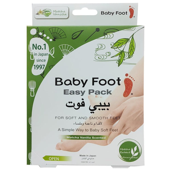Baby Foot Easy Pack Foot Peel Mask, Matcha Vanilla Scent, 60-Minute Treatment
