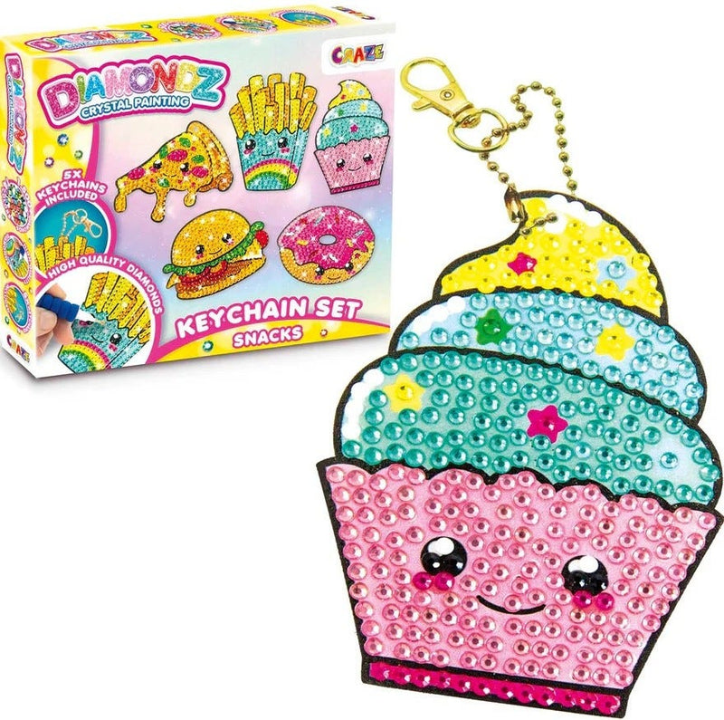 Craze Diamondz Keychain Set DIY Diamond Painting Craft Kit, 5 Pendants