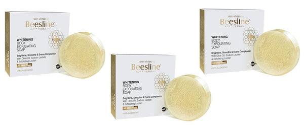 Beesline Exfoliating Luffa Soap Bars with Vegetable Glycerin, 2+1 Pack, 100 g Each