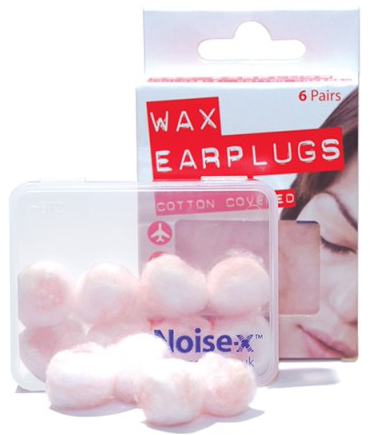 Noise-X Wax Earplugs Mouldable Cotton-Fibre Blend, 6 Pairs with Carry Case