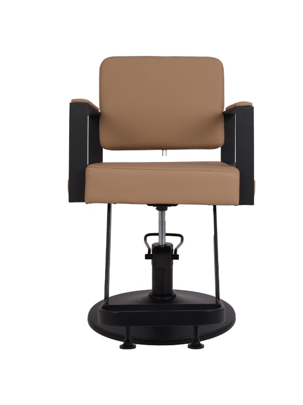 Salon System Women's Hair Cutting Chair Beige, Padded Seat, Rotating Adjustable Base, Footrest
